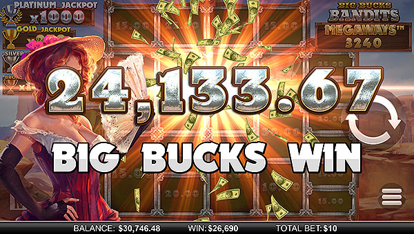 Bigs winnings on the Big Buck Bandits Megaways Slot machine!